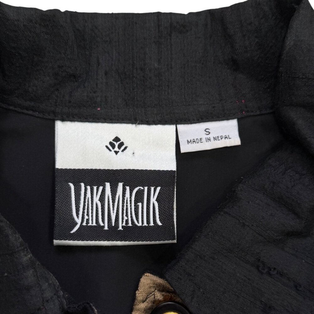 Yak Magik Women Size S Jacket Patchwork Art Embroidered Dragonfly Black Cream - Picture 4 of 8